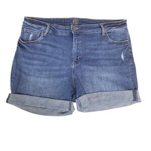 Kut From The Kloth‎ Women's Boyfriend Denim Jean Distressed Cuff Shorts Size 18W